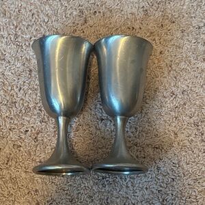 Preisner Pewter 2037 Brushed Silver Color Goblet Set Cups